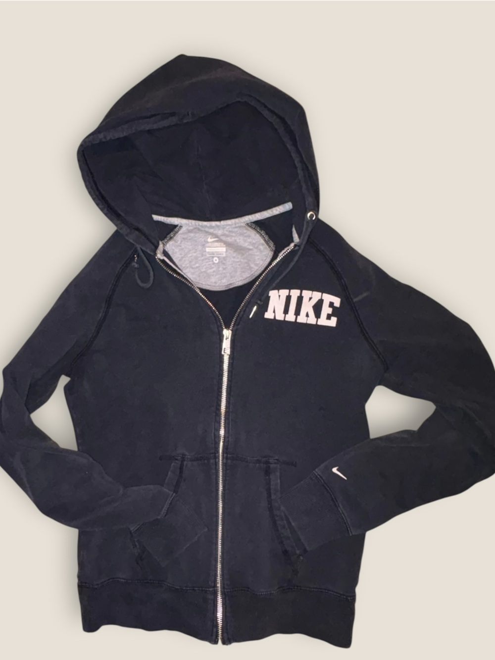 Women’s Cotton Nike Y2K Inspired Black Zip-Up Hooded Jacket